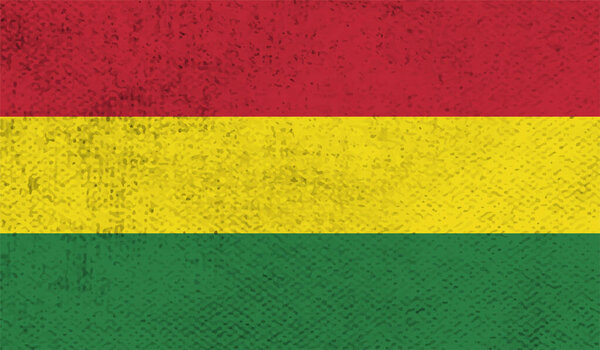 Bolivia national flag created in grunge style