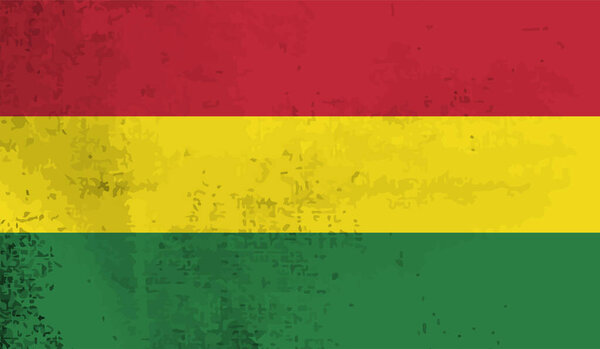 Bolivia national flag created in grunge style