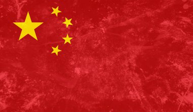 Grunge Çin bayrağı desenli arka plan. Vektör illüstrasyonu