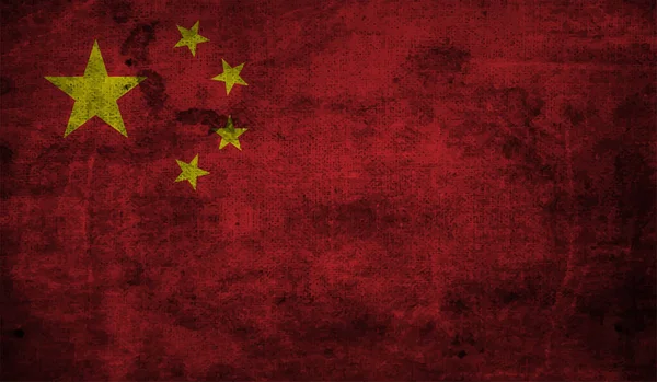 Grunge Chine Drapeau Fond Texturé Illustration Vectorielle — Image vectorielle