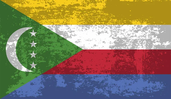 Comoros Nationella Flagga Skapas Grunge Stil — Stock vektor