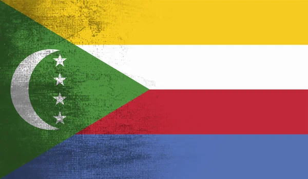 Bandera Nacional Comoras Creada Estilo Grunge — Vector de stock