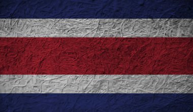 Dalgalı grunge desenli Kosta Rika bayrağı. Vektör arkaplanı.