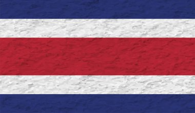 Dalgalı grunge desenli Kosta Rika bayrağı. Vektör arkaplanı.