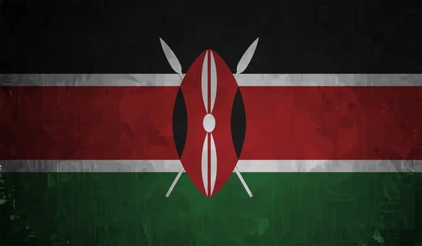 Horizontal Abstract Grunge Brushed Flag Kenya Auf Transparent Grid Vektorvorlage — Stockvektor