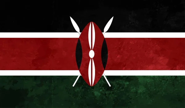 Horizontal Abstract Grunge Brushed Flag Kenya Auf Transparent Grid Vektorvorlage — Stockvektor