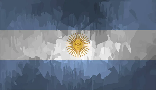 Argentina Flag Waving Grunge Texture Vector Background — Stock Vector