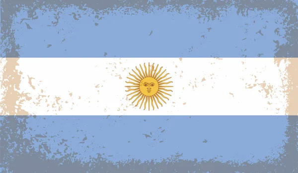 Argentinische Flagge Mit Wehendem Grunge Vektorhintergrund — Stockvektor