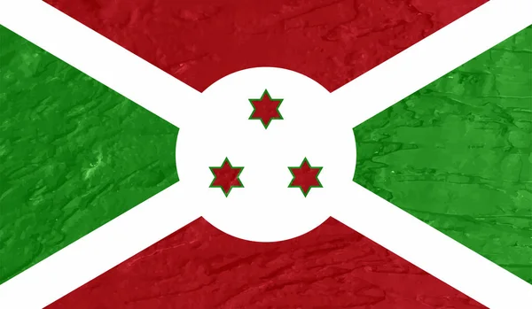 Burundi Nationale Vlag Gemaakt Grunge Verf Stijl — Stockvector