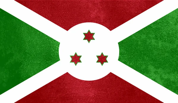 Burundi Nationale Vlag Gemaakt Grunge Verf Stijl — Stockvector