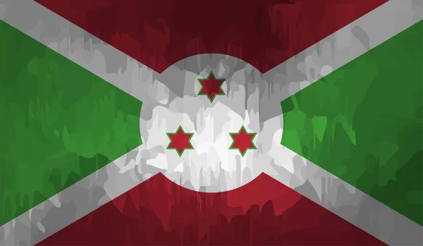 Drapeau National Burundi Créé Peinture Grunge Style — Image vectorielle