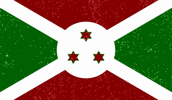 Burundi Nationale Vlag Gemaakt Grunge Verf Stijl — Stockvector