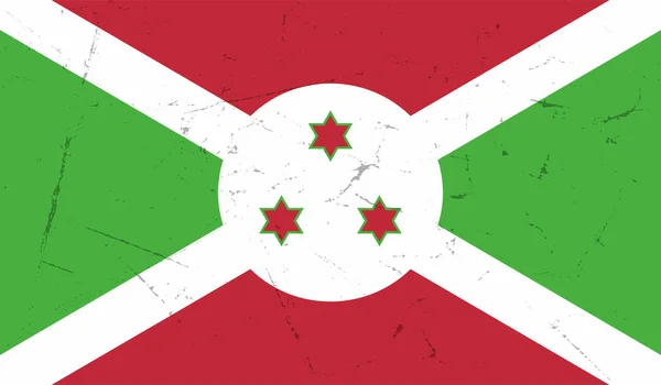 Burundi Nationale Vlag Gemaakt Grunge Verf Stijl — Stockvector