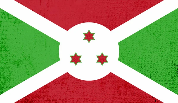 Burundi Nationale Vlag Gemaakt Grunge Verf Stijl — Stockvector