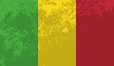 Şeffaf bir arkaplanda Gine 'nin Grunge tarzı bayrağı