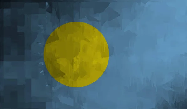 Palaus Nationalflagge Grunge Stil — Stockvektor
