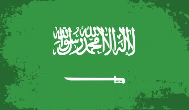 Suudi Arabistan bayrağı sallanan grunge desenli. Vektör arkaplanı.