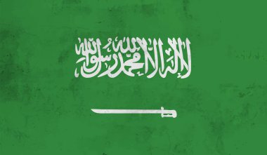 Suudi Arabistan bayrağı sallanan grunge desenli. Vektör arkaplanı.