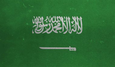 Suudi Arabistan bayrağı sallanan grunge desenli. Vektör arkaplanı.