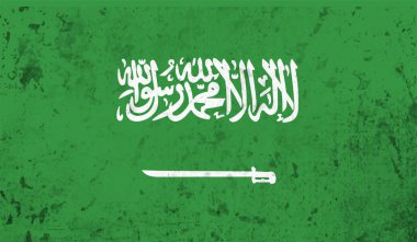 Suudi Arabistan bayrağı sallanan grunge desenli. Vektör arkaplanı.