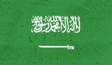 Suudi Arabistan bayrağı sallanan grunge desenli. Vektör arkaplanı.