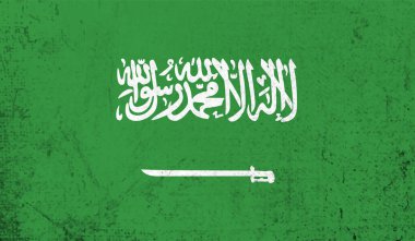 Suudi Arabistan bayrağı sallanan grunge desenli. Vektör arkaplanı.
