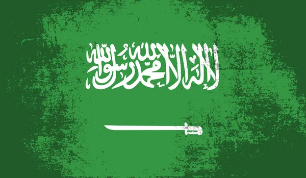 Saudiarabien Flagga Med Viftande Grunge Konsistens Vektor Bakgrund — Stock vektor