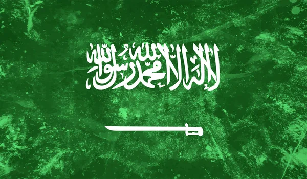 サウジアラビアフラグは グランジのテクスチャを振って ベクトル背景 — ストックベクタ