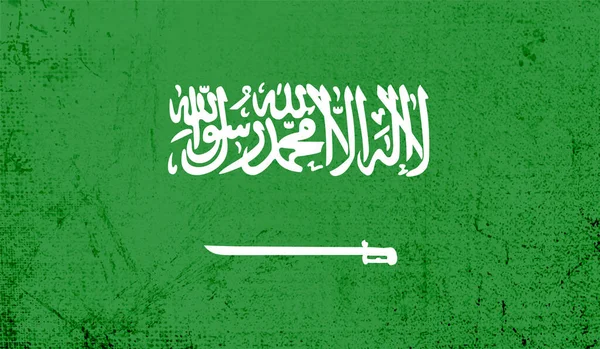Bendera Arab Saudi Dengan Tekstur Melambaikan Grunge Latar Belakang Vektor - Stok Vektor