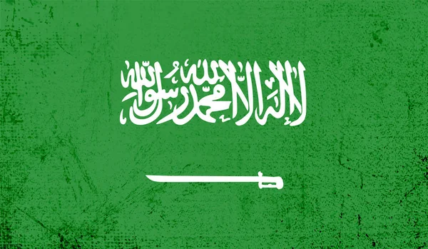 Bandera Arabia Saudita Con Textura Grunge Ondeante Fondo Vectorial — Vector de stock