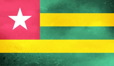 Sallanan grunge desenli Togo bayrağı. Vektör arkaplanı.