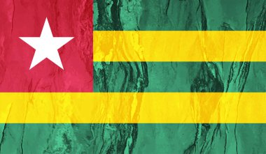 Sallanan grunge desenli Togo bayrağı. Vektör arkaplanı.