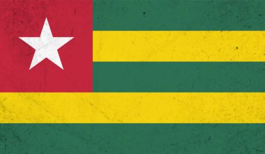 Sallanan grunge desenli Togo bayrağı. Vektör arkaplanı.