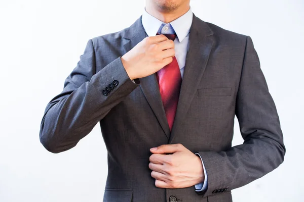 Zakenman Executive rode stropdas geïsoleerd op een witte achtergrond aanpassen — Stockfoto