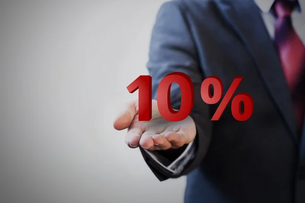 Empresário apresentando dez por cento gráfico — Fotografia de Stock