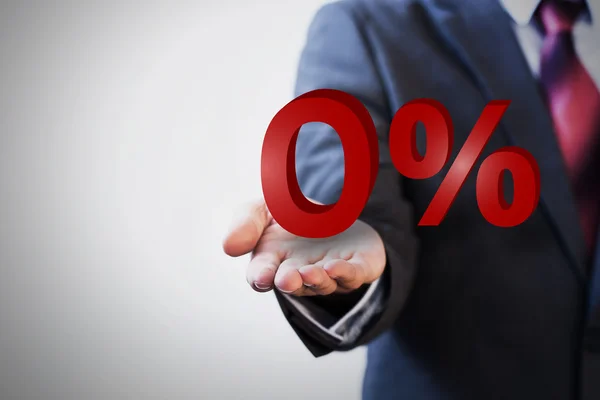 Empresário apresentando gráfico de zero por cento — Fotografia de Stock