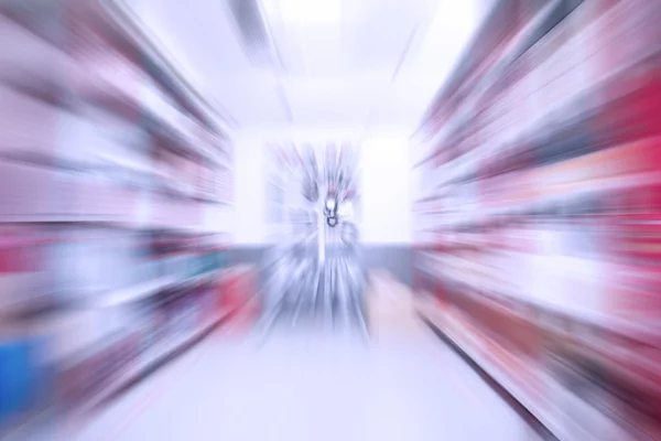 Inside big warehouse in blue with zoom effect — Stock Photo, Image