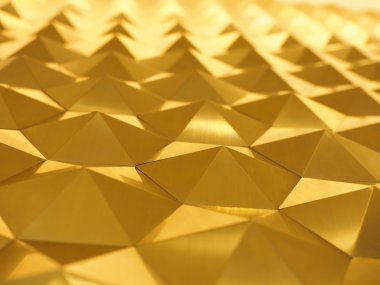 Altın sarı düşük Poli geometrik soyut arka planda kabartmalı üçgen ve çokgen stilini