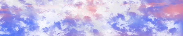 Vibrant color panoramic sky with cloud on a sunny day. Beautiful cirrus cloud. Panorama high resolution photograph — Stock Photo, Image