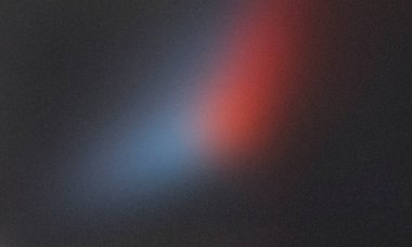 Soyut ışık tasarımı, görsel hikaye anlatımında derinlik ve entrika hissi uyandıran koyu bir arkaplan üzerinde mavi ve kırmızı renklerin bir karışımını sergiler.