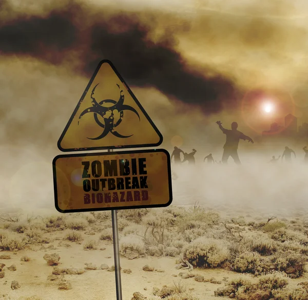 Zombie deserto segno — Foto Stock