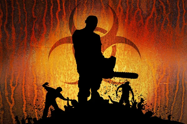 Slayer met chainsaw horizontale — Stockfoto