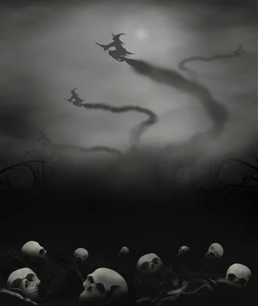 Witche wegvliegen schedels — Stockfoto