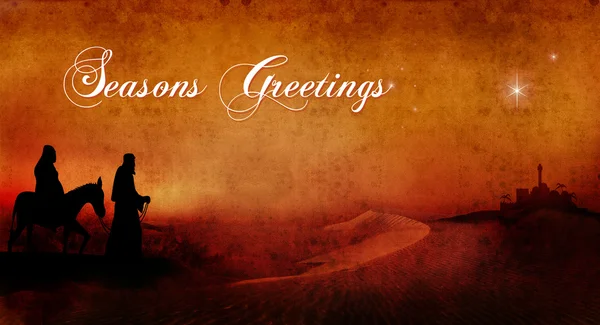 Mary and joseph across desert text — Stock Photo, Image