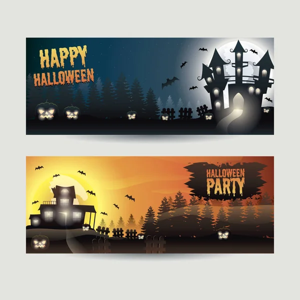 Realistico Halloween Banner Design Collection Template — Vettoriale Stock