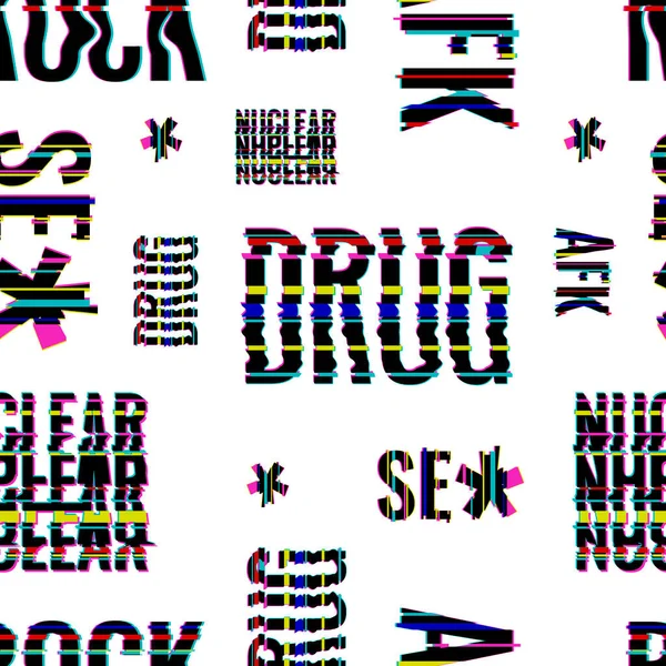 Arızalı Yazı Tipi Kusursuz Desen Tasarımı İllüstrasyonu  