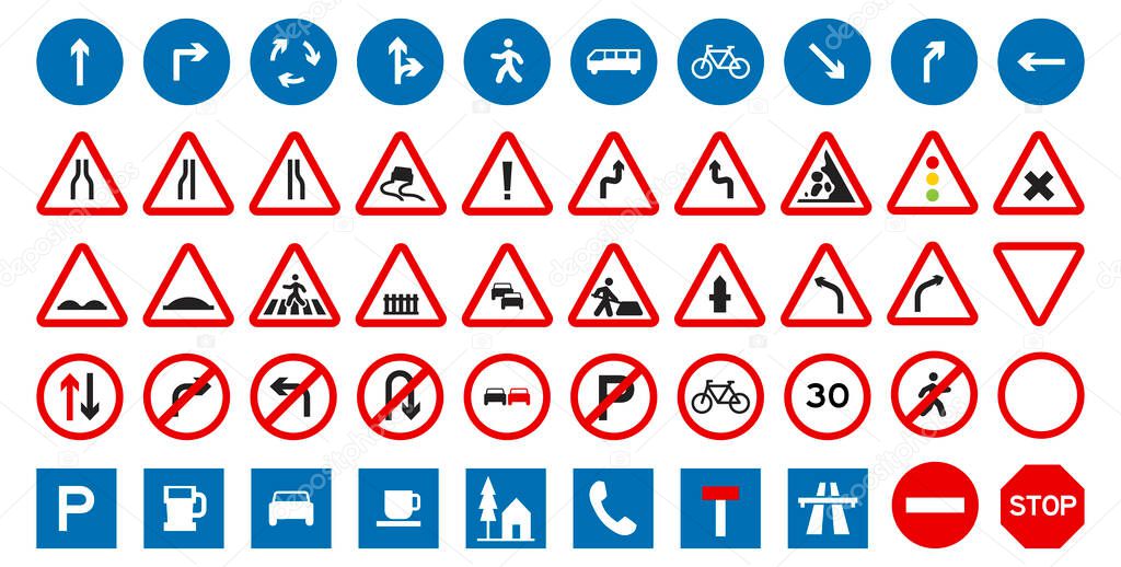 International Road Sign Symbol Icon Template Collection 