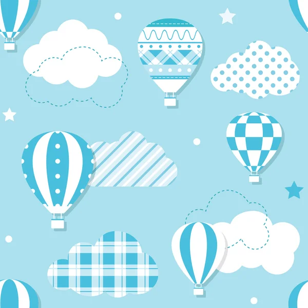 蓝色的热空气气球模式 — 图库矢量图片