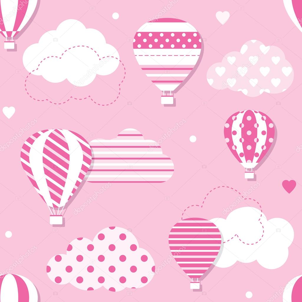 Pink hot air balloons pattern — Stock Vector © Jelena_Z 103844316