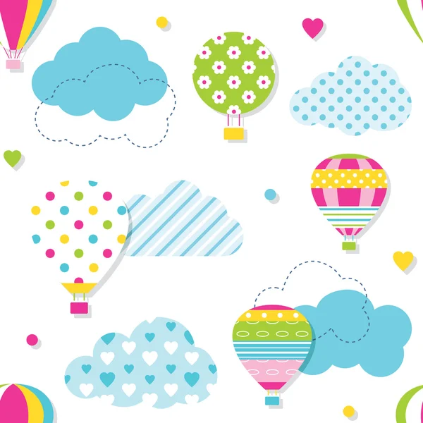 Colorful hot air balloons pattern — Stock Vector